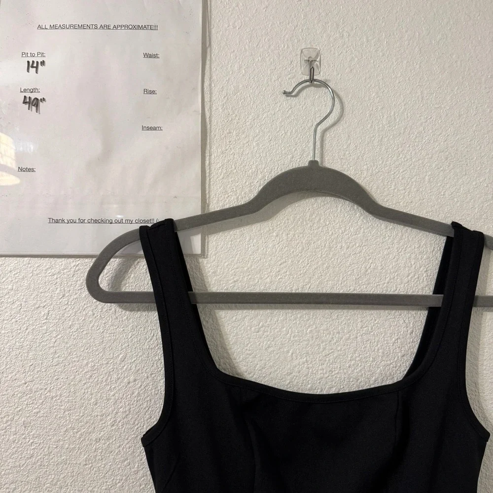 Commense Black Midi Dress S Square Neck Fit Flare Drop Waist Bodice Ballet - Picture 5 of 5